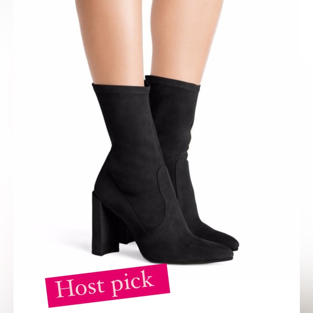 Stuart Weitzman Clinger Black Satin Bootie